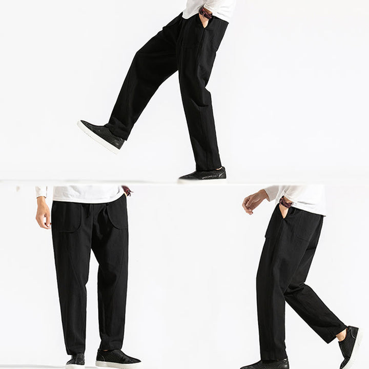 Pantaloni harem da uomo in cotone con tasche, modello Buddha Stones, stile retrò casual e coulisse - image 20