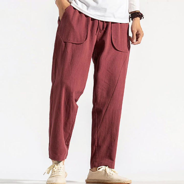 Pantaloni harem da uomo in cotone con tasche, modello Buddha Stones, stile retrò casual e coulisse - image 12