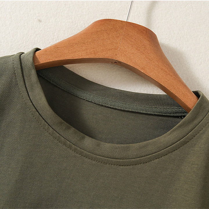 Maglietta casual da donna in puro cotone e lino con orlo irregolare e maniche lunghe Buddha Stones - image 3