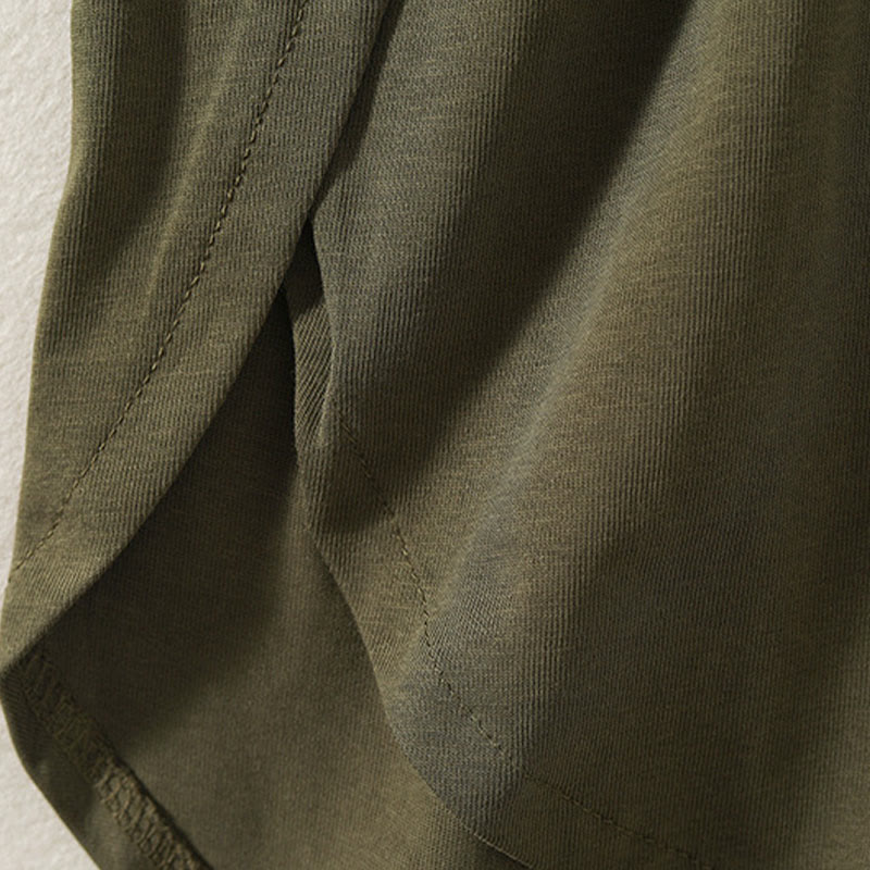 Maglietta casual da donna in puro cotone e lino con orlo irregolare e maniche lunghe Buddha Stones - image 5