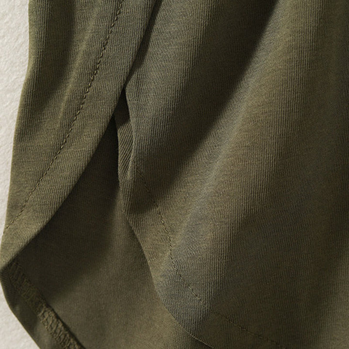 Maglietta casual da donna in puro cotone e lino con orlo irregolare e maniche lunghe Buddha Stones - image 4