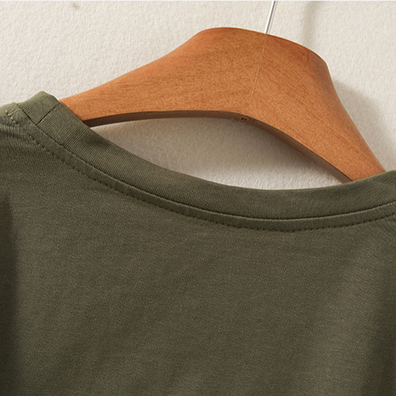 Maglietta casual da donna in puro cotone e lino con orlo irregolare e maniche lunghe Buddha Stones - image 3