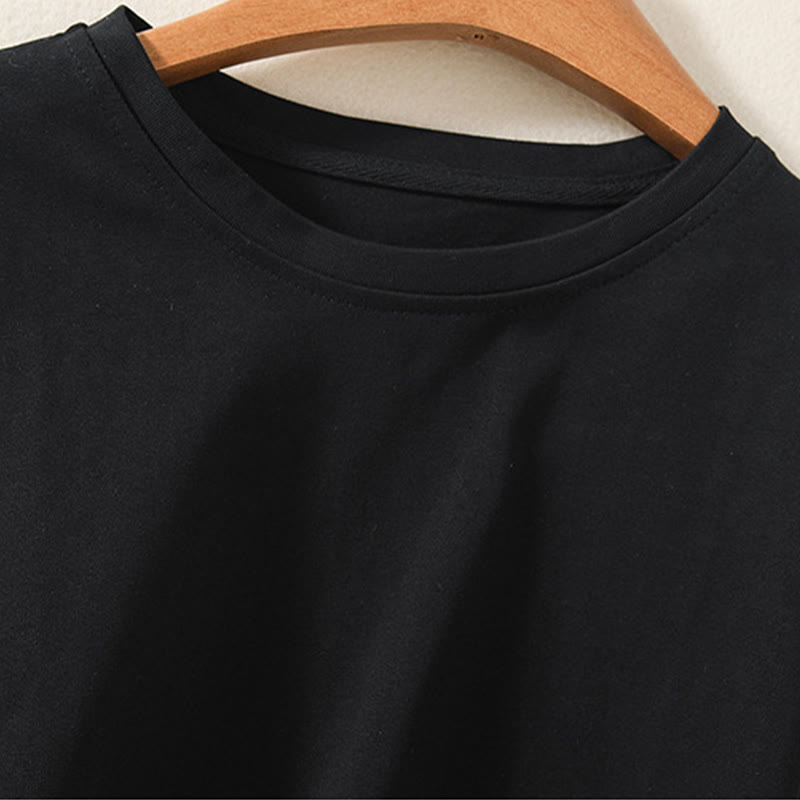 Maglietta casual da donna in puro cotone e lino con orlo irregolare e maniche lunghe Buddha Stones - image 8