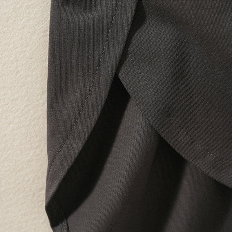 Maglietta casual da donna in puro cotone e lino con orlo irregolare e maniche lunghe Buddha Stones - image 19