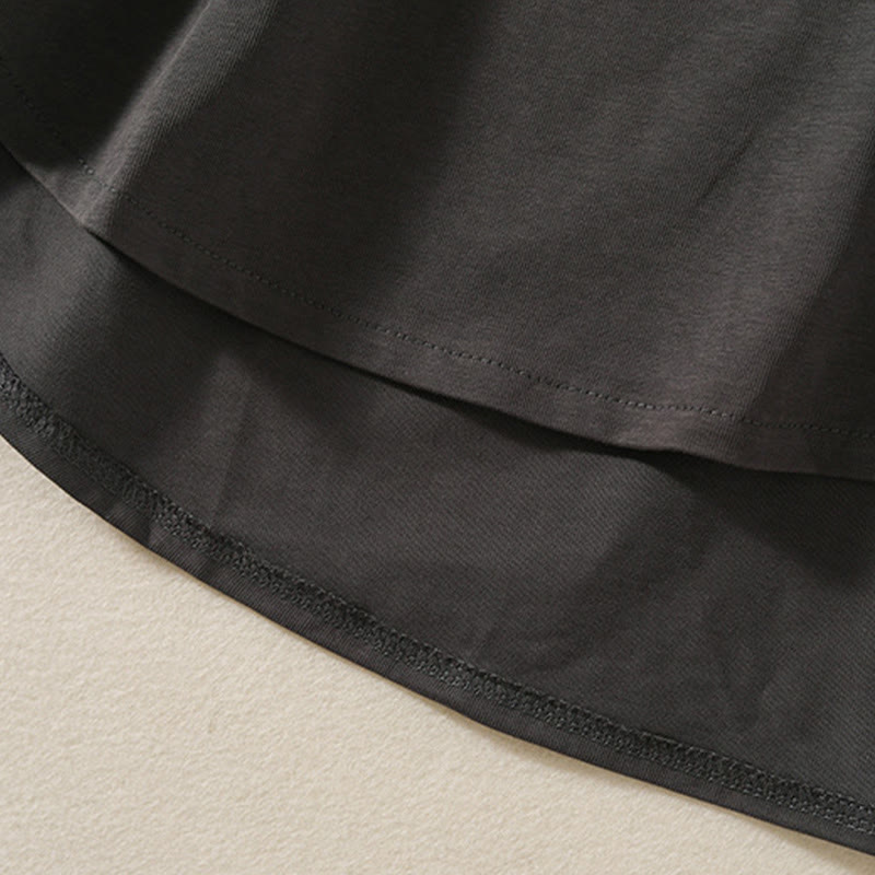 Maglietta casual da donna in puro cotone e lino con orlo irregolare e maniche lunghe Buddha Stones - image 17