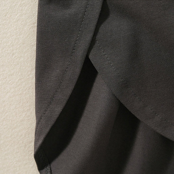 Maglietta casual da donna in puro cotone e lino con orlo irregolare e maniche lunghe Buddha Stones - image 18