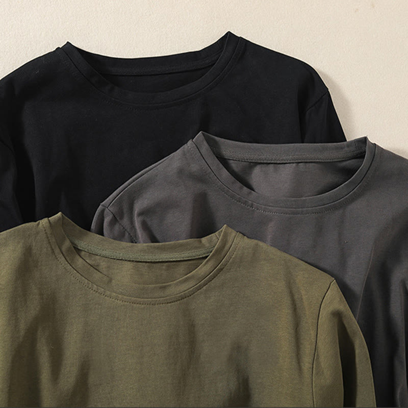 Maglietta casual da donna in puro cotone e lino con orlo irregolare e maniche lunghe Buddha Stones - image 21