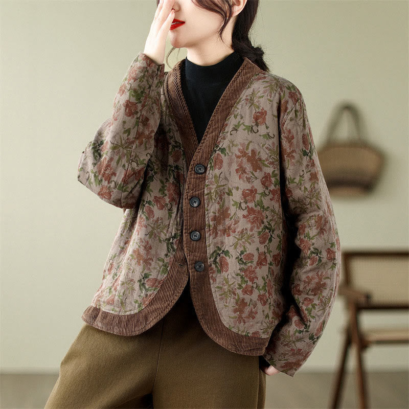 Giacca imbottita in cotone jacquard con motivo floreale Buddha Stones da donna - image 3