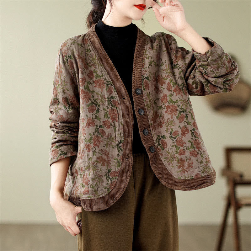 Giacca imbottita in cotone jacquard con motivo floreale Buddha Stones da donna - Siena - US14, UK/AU18, EU46 (2XL) - image 1