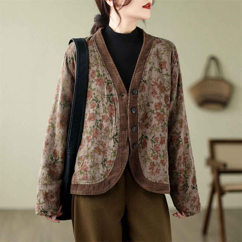 Giacca imbottita in cotone jacquard con motivo floreale Buddha Stones da donna - image 2