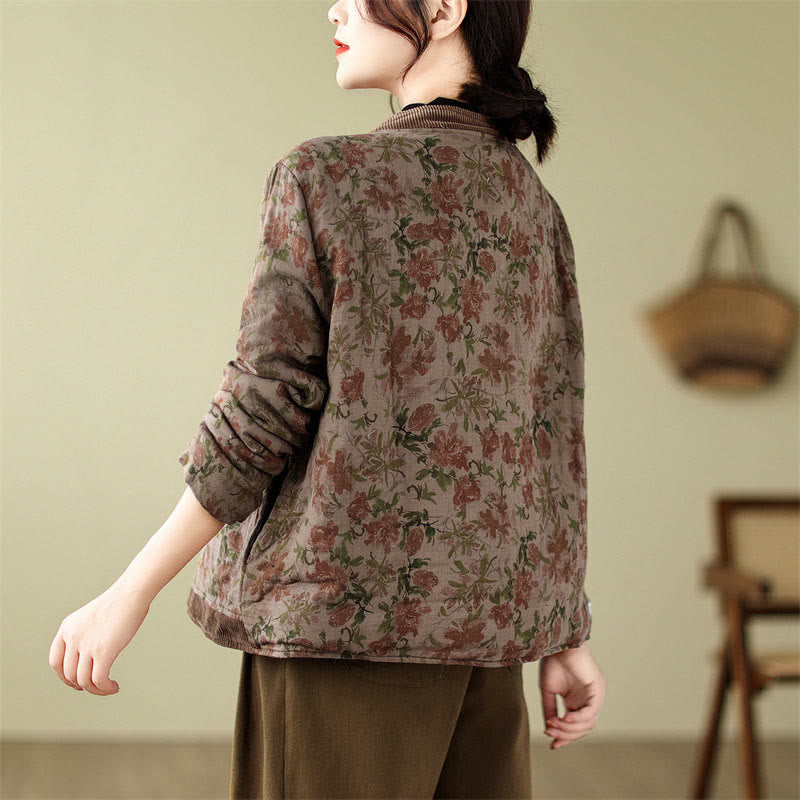 Giacca imbottita in cotone jacquard con motivo floreale Buddha Stones da donna - image 5