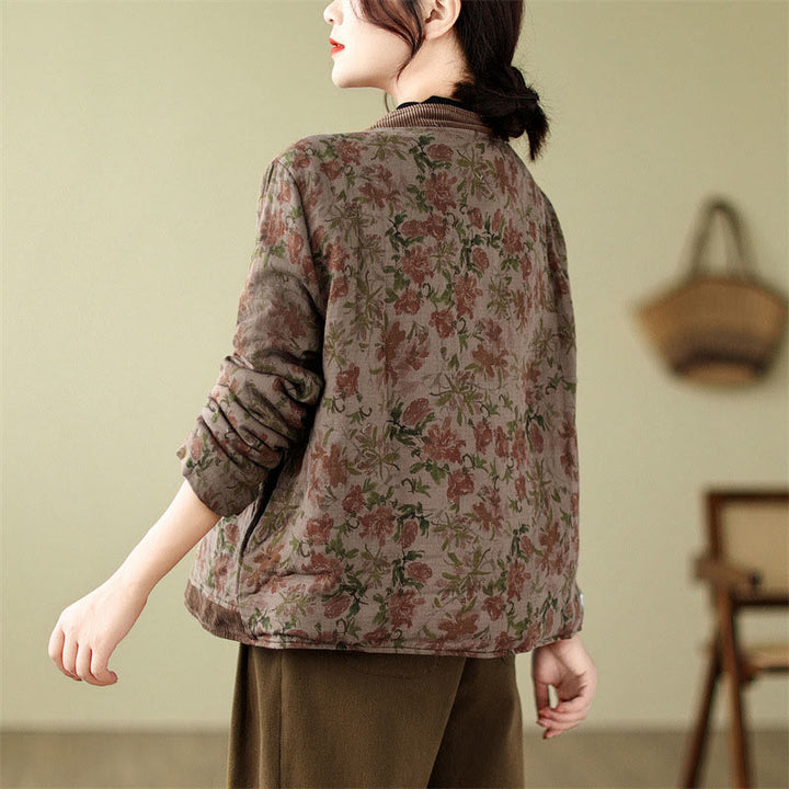 Giacca imbottita in cotone jacquard con motivo floreale Buddha Stones da donna - image 5