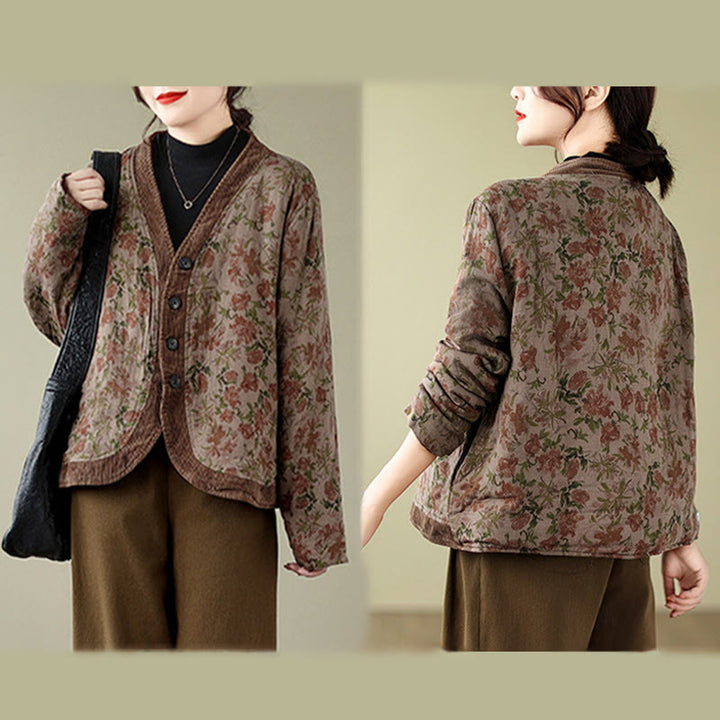 Giacca imbottita in cotone jacquard con motivo floreale Buddha Stones da donna - image 8