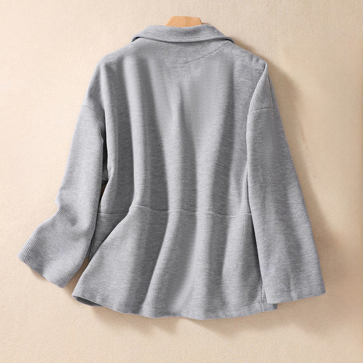 Giacca da donna in cotone con tasche e revers semplici Buddha Stones - image 12