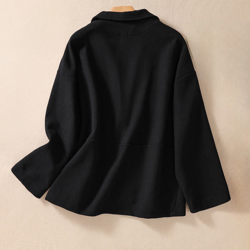 Giacca da donna in cotone con tasche e revers semplici Buddha Stones - image 23