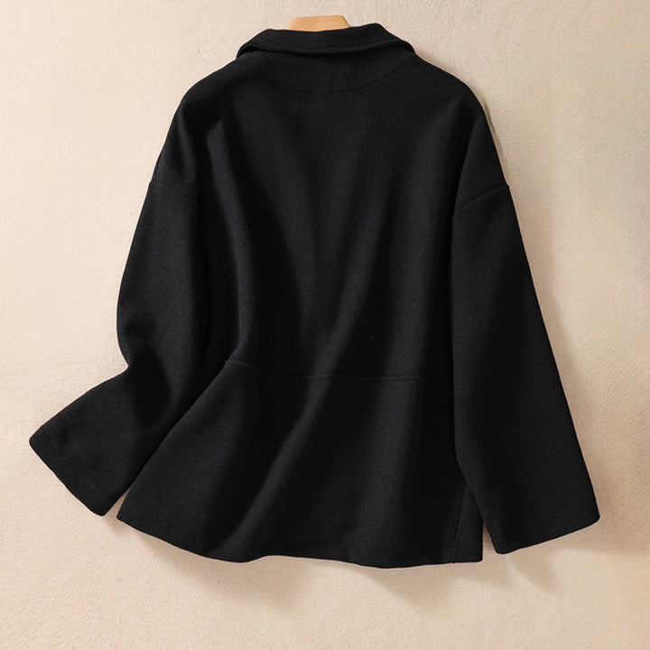 Giacca da donna in cotone con tasche e revers semplici Buddha Stones - image 23
