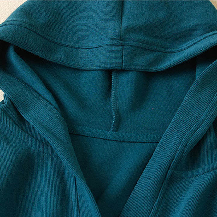 Giacca da donna in cotone con cappuccio e tasche, bottoni semplici, Buddha Stones - image 19