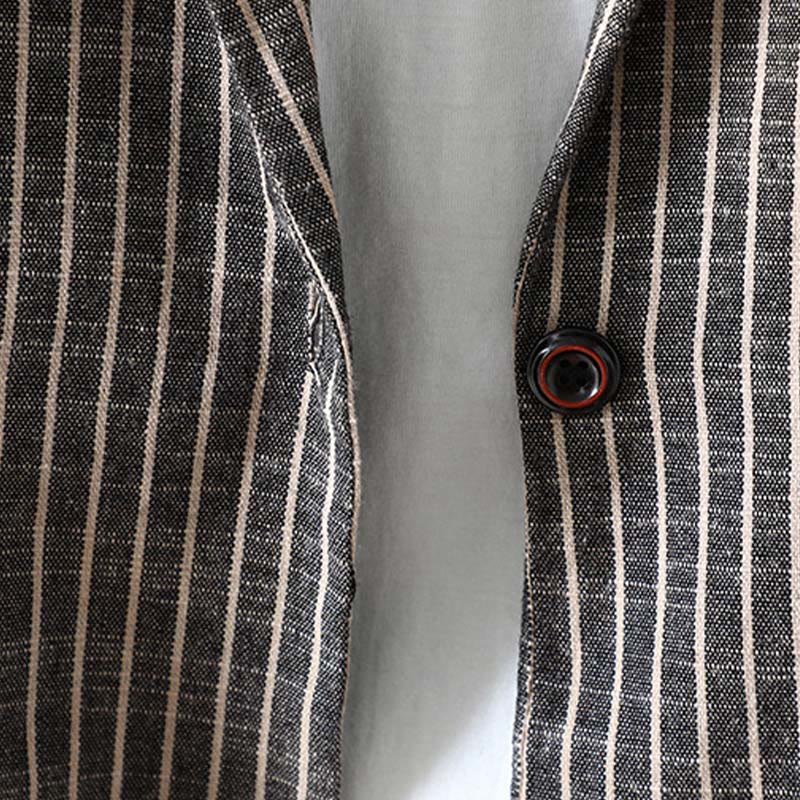 Giacca da donna in cotone e lino con tasche e strisce intrecciate Buddha Stones - image 4