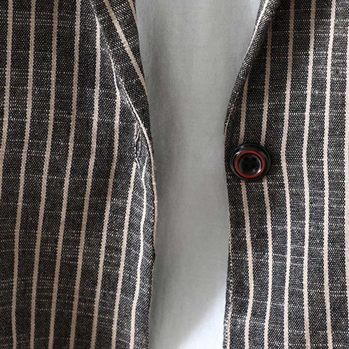 Giacca da donna in cotone e lino con tasche e strisce intrecciate Buddha Stones - image 4