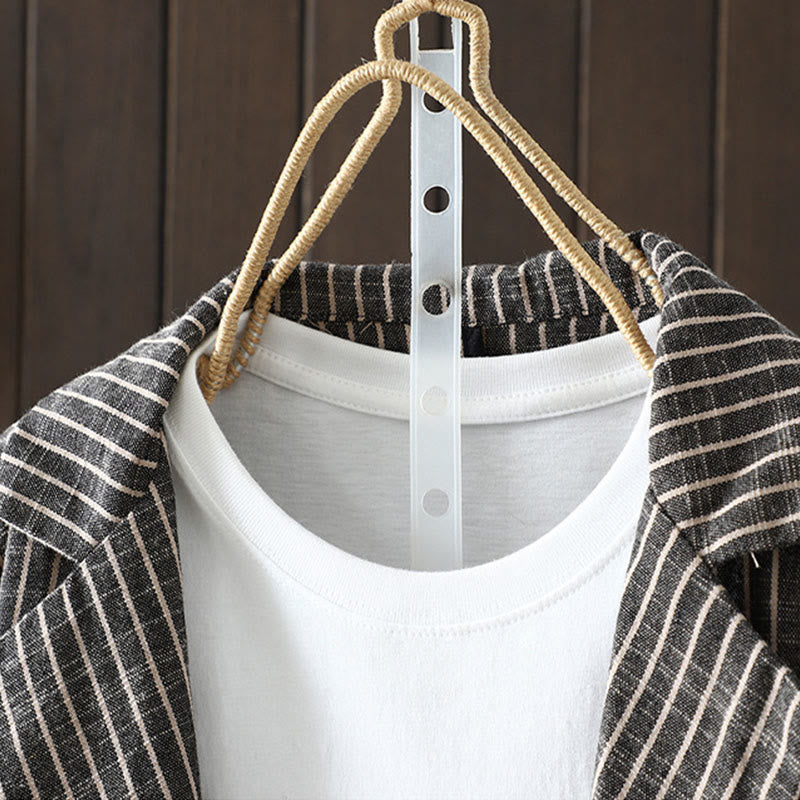 Giacca da donna in cotone e lino con tasche e strisce intrecciate Buddha Stones - image 2