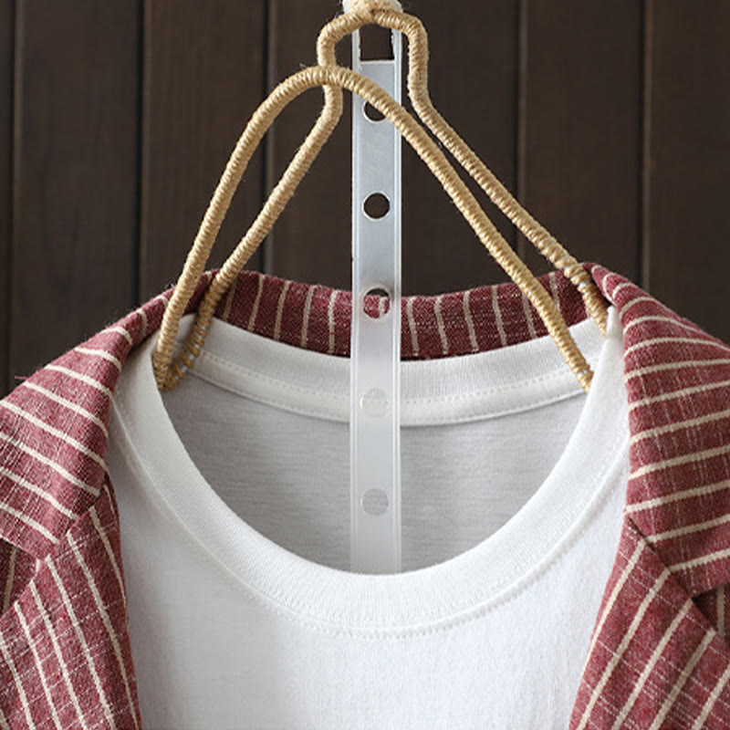 Giacca da donna in cotone e lino con tasche e strisce intrecciate Buddha Stones - image 9