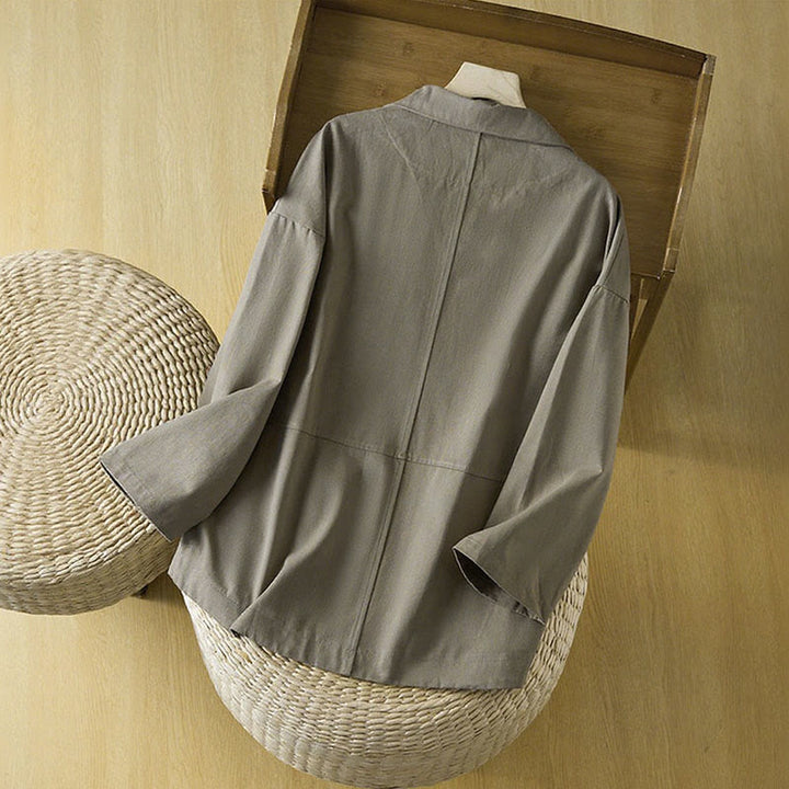 Giacca da donna in cotone con tasche e bottoni semplici Buddha Stones - image 16