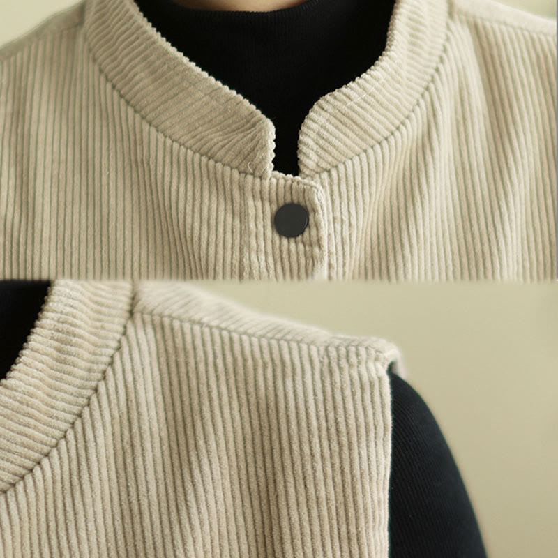 Gilet in velluto a coste di cotone Buddha Stones, senza maniche, da donna, con tasche - image 6