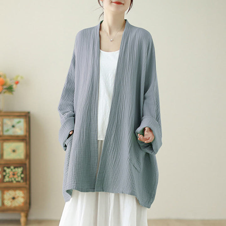Giacca da meditazione Zen in cotone e lino con maniche lunghe e tasche, motivo Buddha Stones - BluAcciaioChiaro - US12, UK/AU16, EU44 (XL) - image 15
