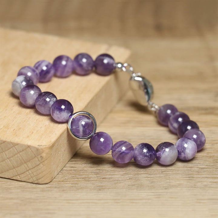 Bracciale con fibbia in perle di ametista naturale Buddha Stones Balance Releasing Stress - image 9