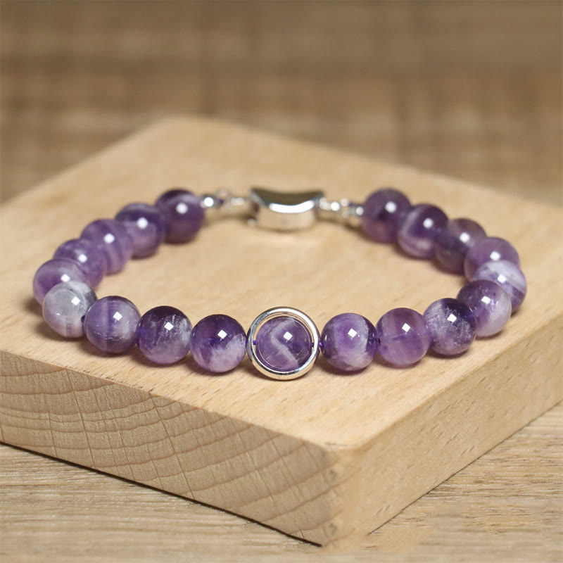 Bracciale con fibbia in perle di ametista naturale Buddha Stones Balance Releasing Stress - image 8
