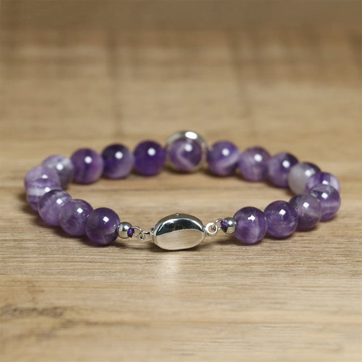 Bracciale con fibbia in perle di ametista naturale Buddha Stones Balance Releasing Stress - image 10