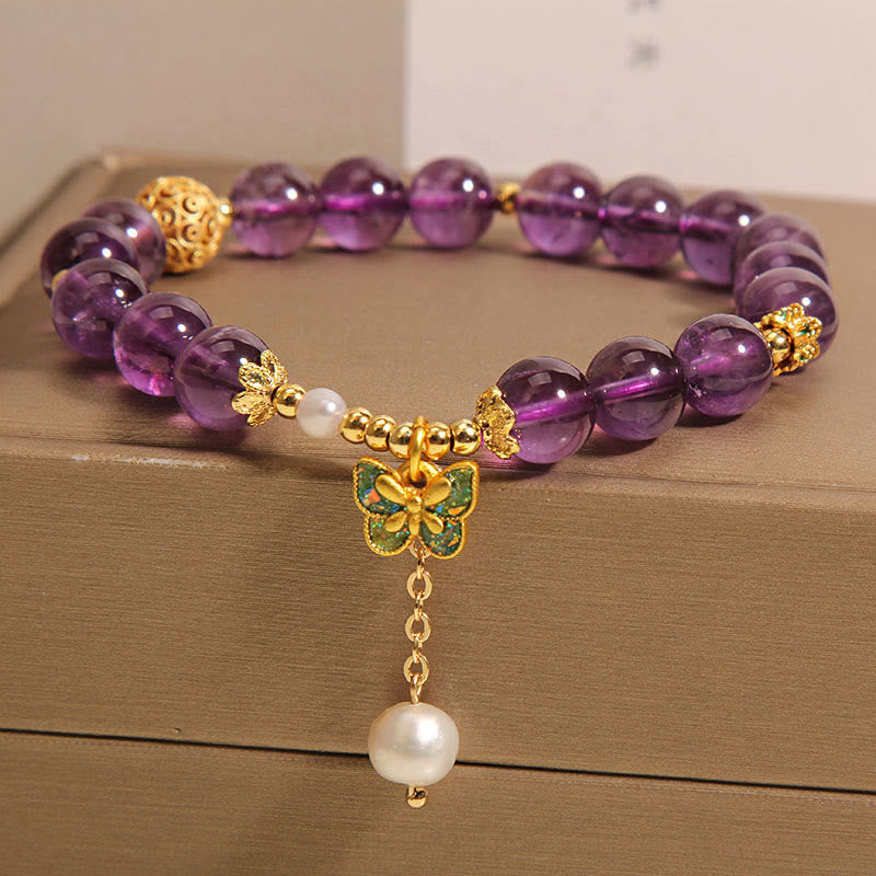 Braccialetto curativo con farfalla verde e ambra naturale in Buddha Stones - image 7