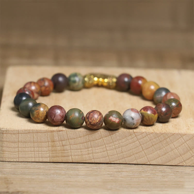 Braccialetto antistress con motivo a loto in pietra naturale colorata dell'imperatore Buddha Stones - image 5