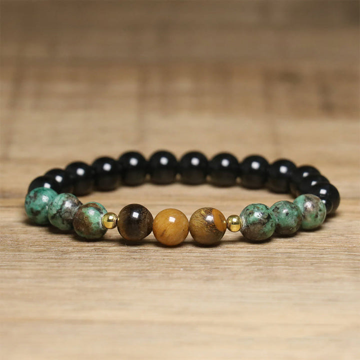 Bracciale Buddha Stones, turchese, perle di occhio di tigre, vetro, equilibrio, serenità - image 7