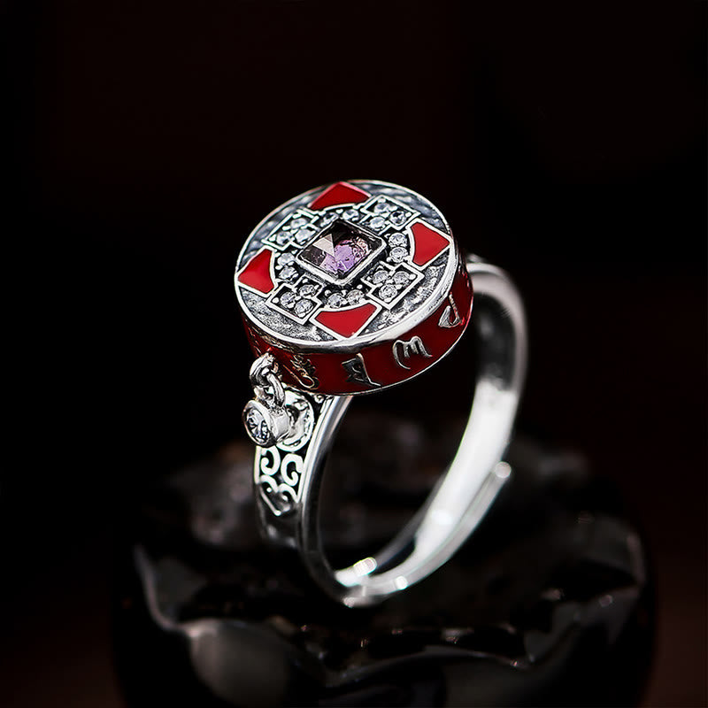 Anello girevole della ricchezza con ruota di preghiera in rame, Buddha Stones Om Mani Padme Hum - Rame (Ricchezza♥Fortuna) - image 1