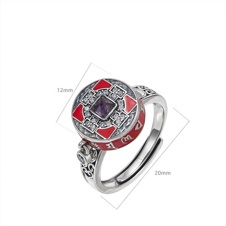 Anello girevole della ricchezza con ruota di preghiera in rame, Buddha Stones Om Mani Padme Hum - image 8
