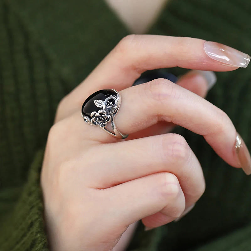 Anello regolabile per la cura di sé con fiore di rosa in rame Buddha Stones - Rosa di rame - image 1