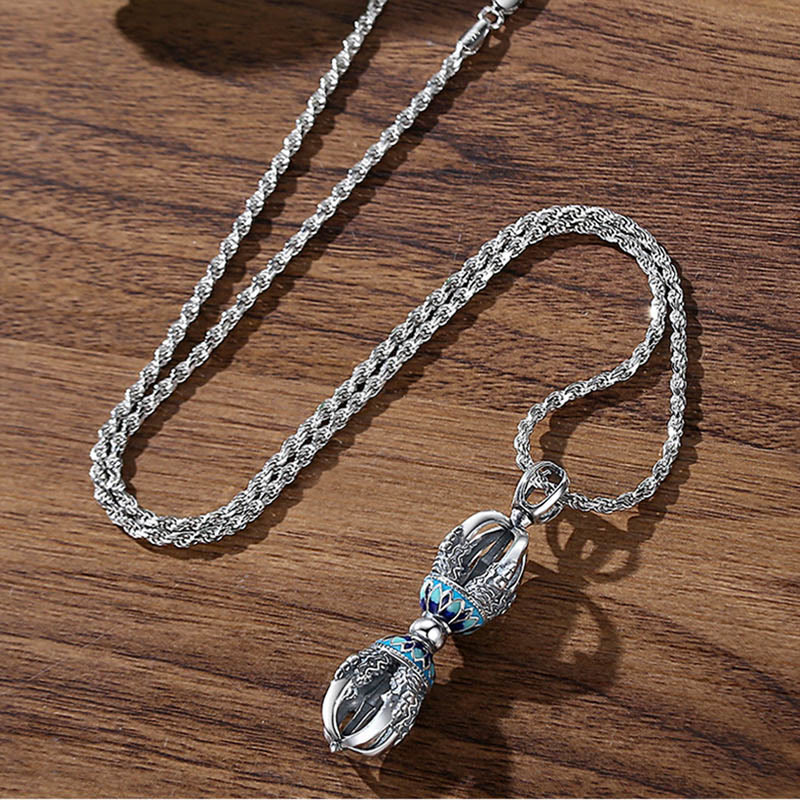 Collana con ciondolo di potere spirituale Vajra Dorje in rame tibetano Buddha Stones - image 2