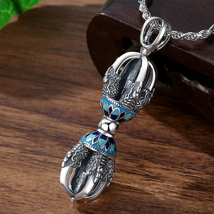 Collana con ciondolo di potere spirituale Vajra Dorje in rame tibetano Buddha Stones - image 1