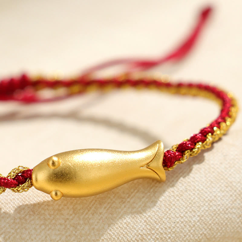 Braccialetto di corda protettiva con pesce koi portafortuna in argento sterling 999 Buddha Stones - image 13