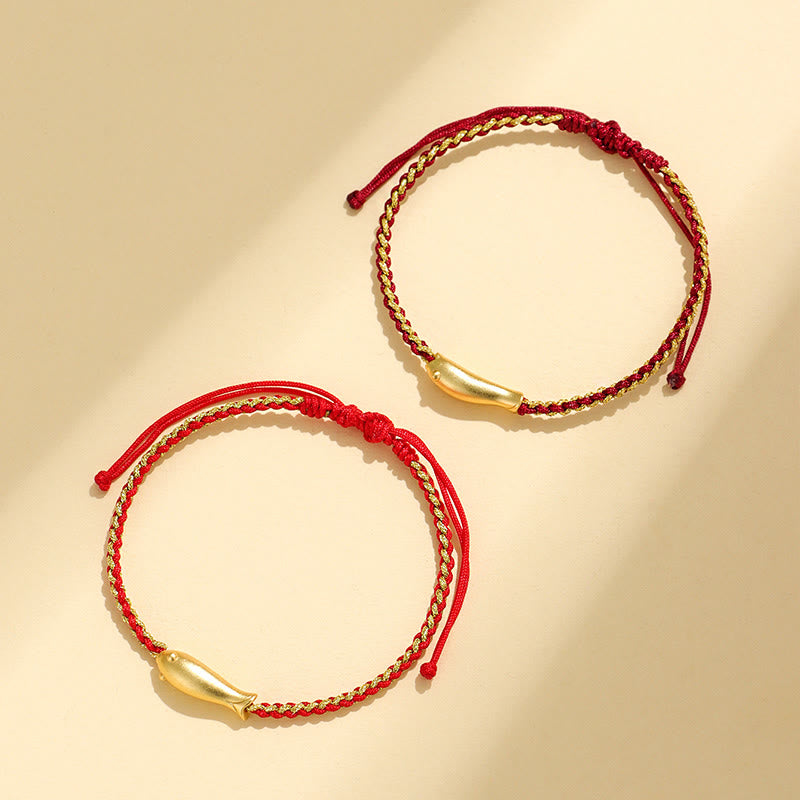 Braccialetto di corda protettiva con pesce koi portafortuna in argento sterling 999 Buddha Stones - image 17
