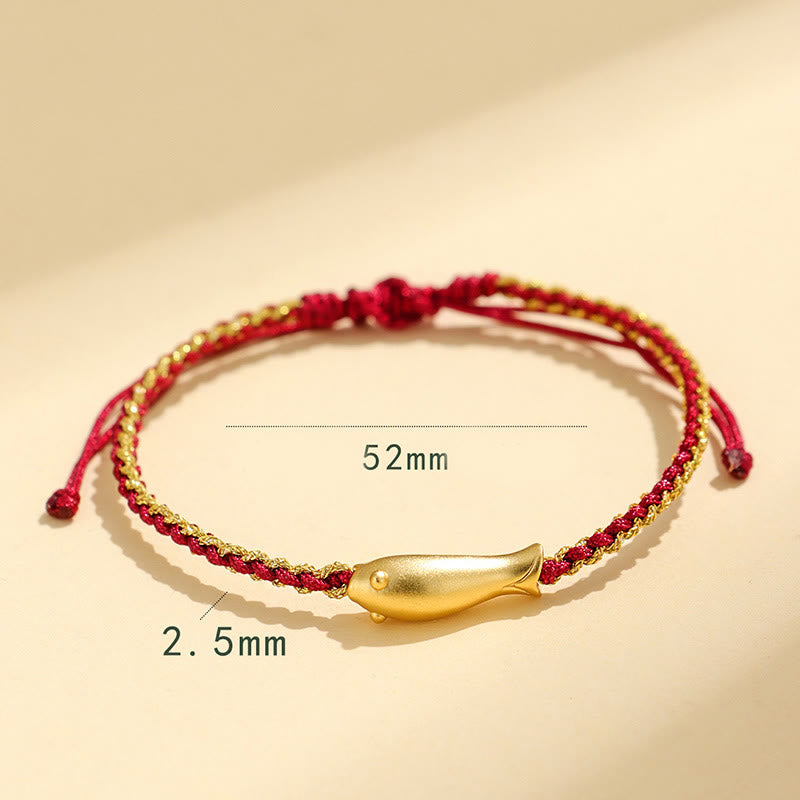 Braccialetto di corda protettiva con pesce koi portafortuna in argento sterling 999 Buddha Stones - image 14