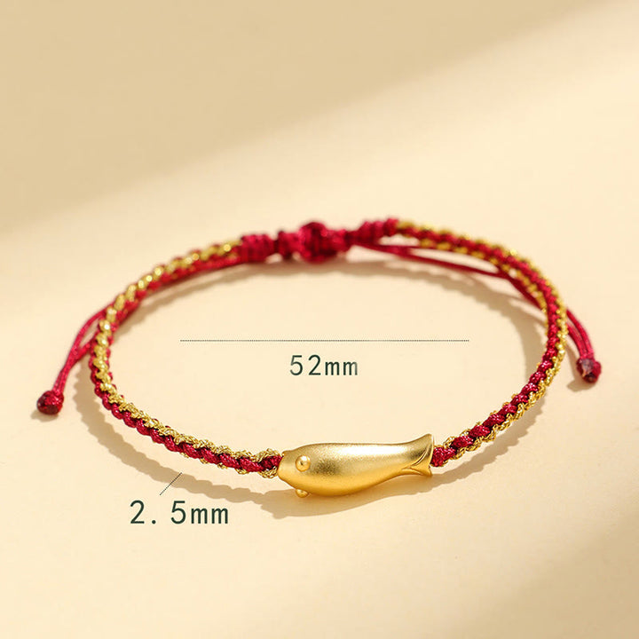 Braccialetto di corda protettiva con pesce koi portafortuna in argento sterling 999 Buddha Stones - image 13