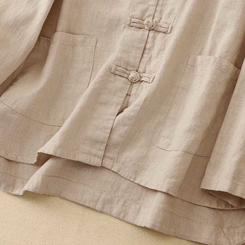 Buddha Stones Bottone di nodo cinese artistico letterario Abbigliamento casual in cotone - image 6