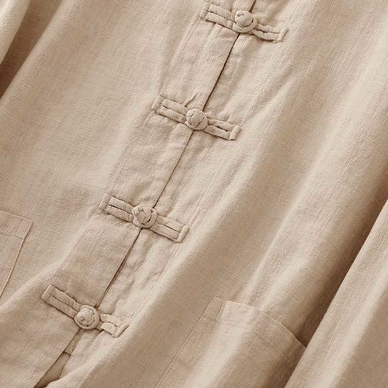 Buddha Stones Bottone di nodo cinese artistico letterario Abbigliamento casual in cotone - image 7