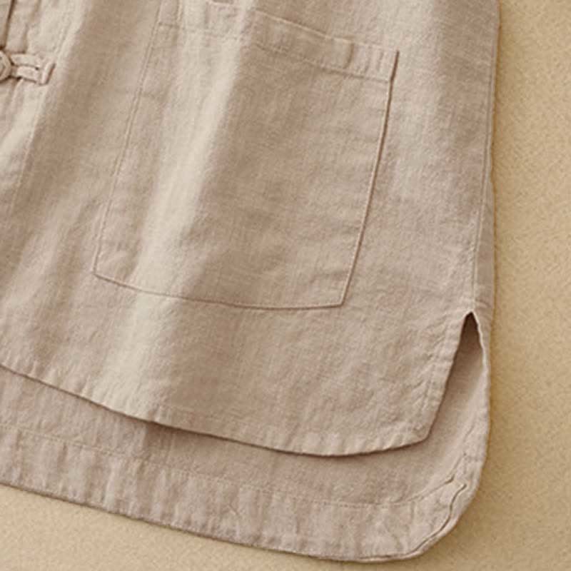 Buddha Stones Bottone di nodo cinese artistico letterario Abbigliamento casual in cotone - image 5