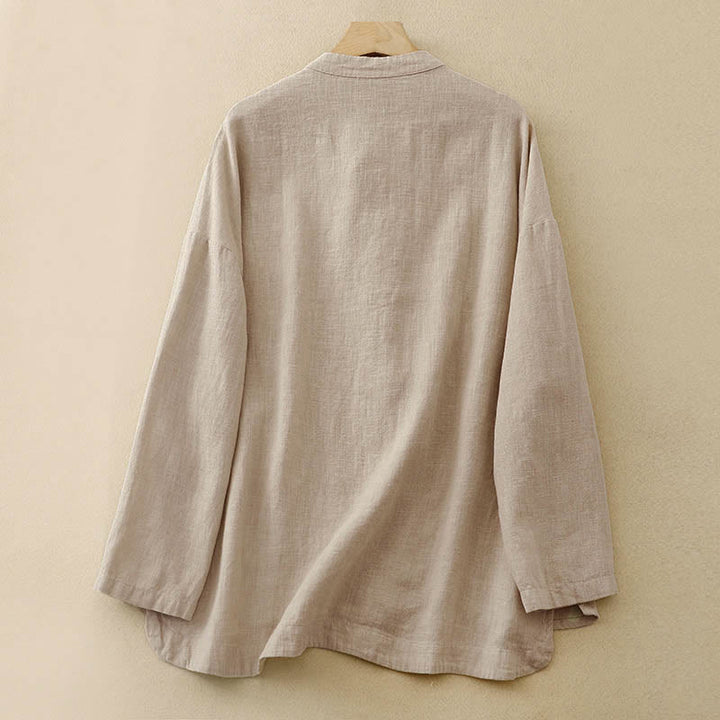 Buddha Stones Bottone di nodo cinese artistico letterario Abbigliamento casual in cotone - image 1