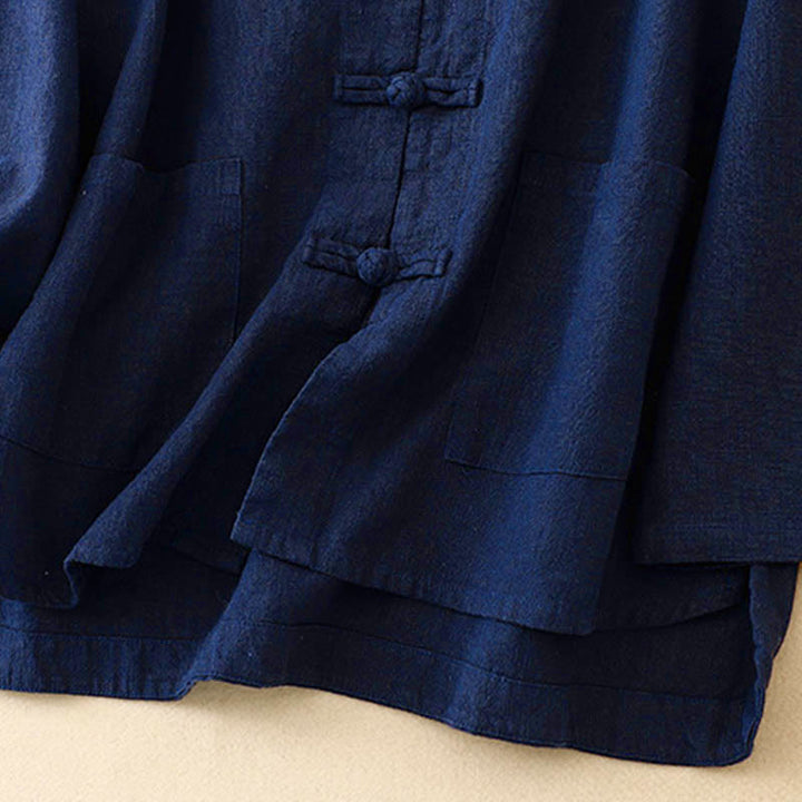 Buddha Stones Bottone di nodo cinese artistico letterario Abbigliamento casual in cotone - image 12