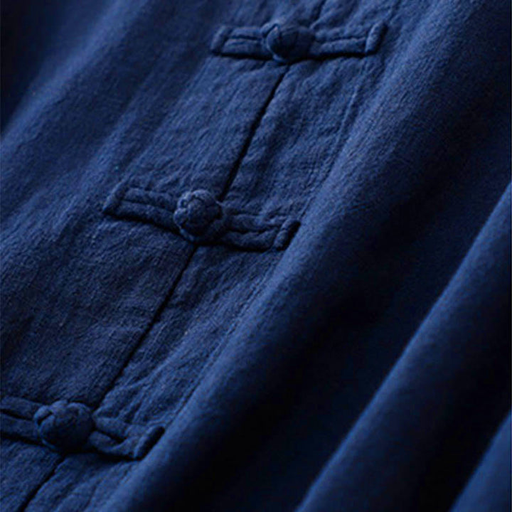 Buddha Stones Bottone di nodo cinese artistico letterario Abbigliamento casual in cotone - image 11