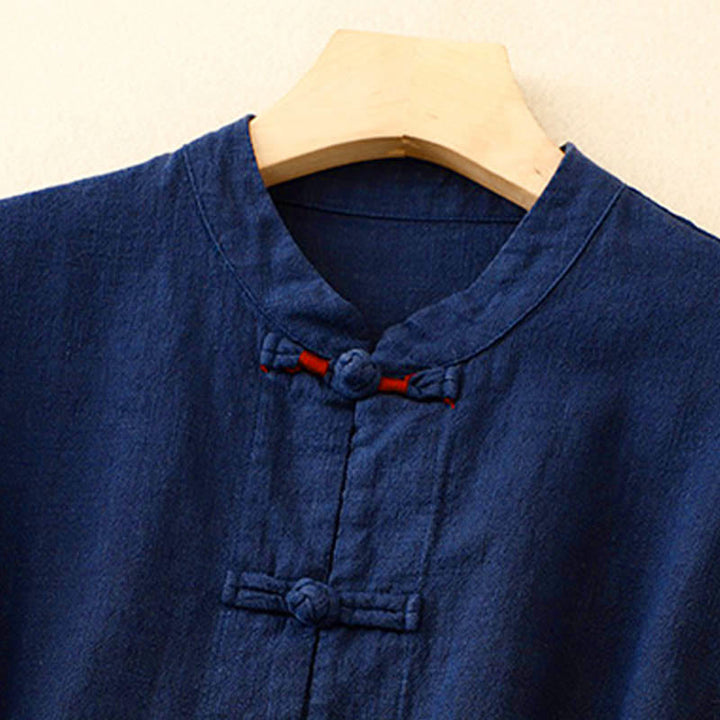 Buddha Stones Bottone di nodo cinese artistico letterario Abbigliamento casual in cotone - image 10